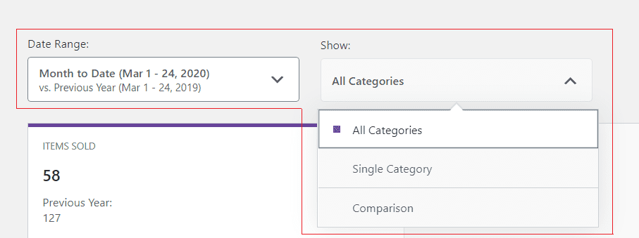 ReportFilters in the Categories report